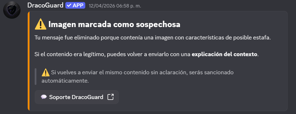 DracoGuard - Imagen marcada como sospechosa