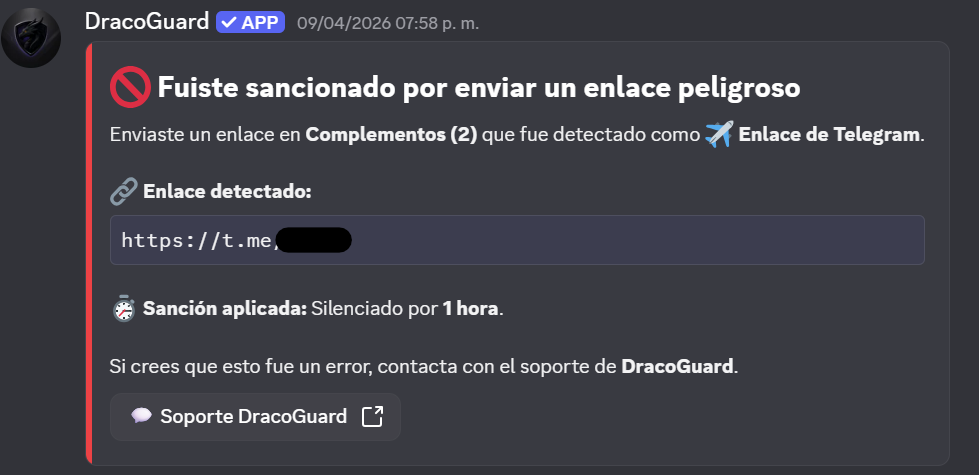 DracoGuard - Sanción por enlace peligroso